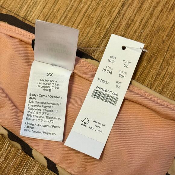 J. Crew Tan Brown / Black Squareneck Bikini Top in Zebra Stripe Size 2X - Picture 6 of 7